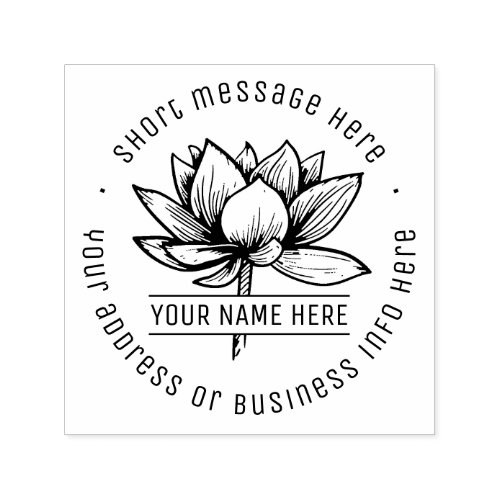 Vintage Lotus Flower Business Name Return Address Self_inking Stamp