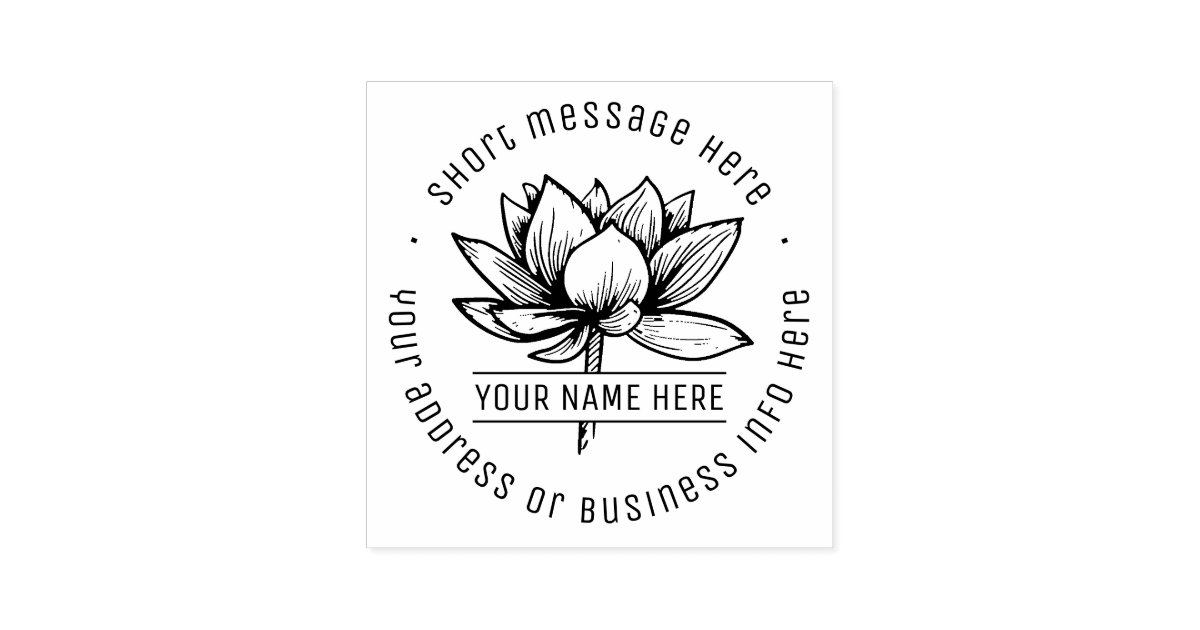 Vintage Lotus Flower Business Name Return Address Self-inking Stamp ...