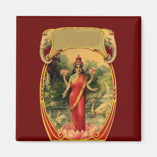 vintage Lotus Flower Hindu Goddess Lakshmi Magnet