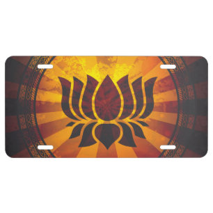 Vintage Lotus Flower License Plate