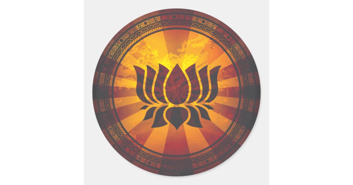 Vintage Lotus Flower Print Classic Round Sticker | Zazzle