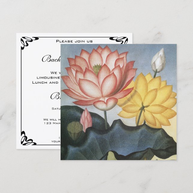 Vintage Lotus Flowers Bachelorette Party (Front/Back)