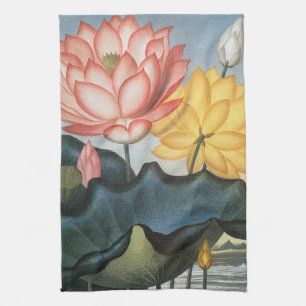 Vintage Lotus Flowers, The Sacred Egyptian Bean Kitchen Towel