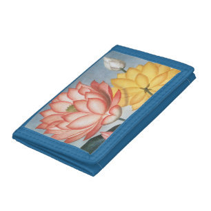 Vintage Lotus Flowers, The Sacred Egyptian Bean Tri-fold Wallet