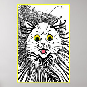 Vintage Louis Wain Art Nouveau Cat Poster