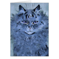 Vintage Louis Wain Bewitching Blue Cat Art Card