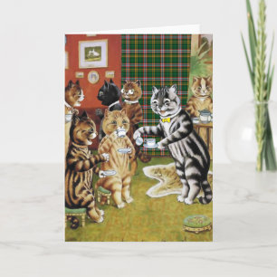 Vintage Louis Wain Cat Tea Party Card