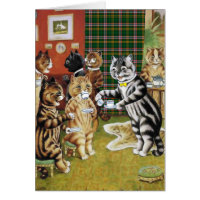 Vintage Louis Wain Cat Tea Party Card