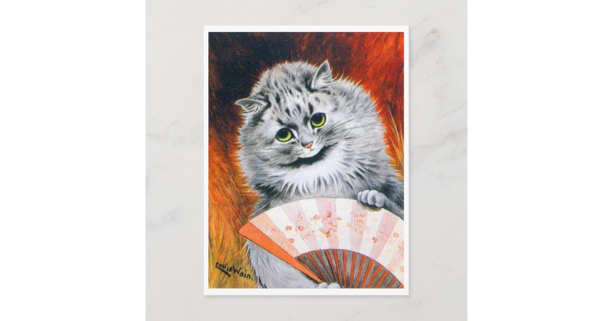 Louis Wain cat art print, I fell in love with a lovely kitten & that  kitten was myself, Kitsch cat painting, Vintage cute animals wall art