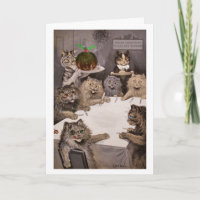 Vintage Louis Wain Cats Christmas Art Card