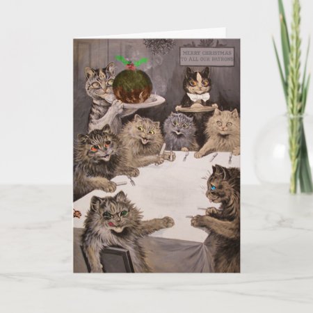 Vintage Louis Wain Cats Christmas Party Card 265901