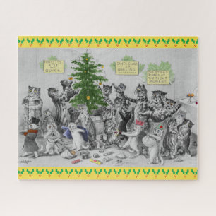 Vintage Louis Wain Cats Christmas Party Jigsaw Puzzle