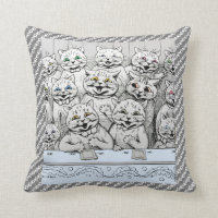Vintage Louis Wain Cats Theatre Paw Prints Cushion