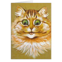 Christmas Cat Card - Kitty with Plum Pudding Greeting Card - Repro Louis  Wain