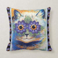 Vintage Louis Wain Flower Cat Throw Pillow