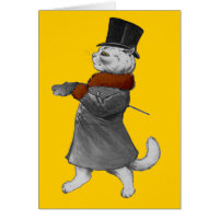 Vintage Louis Wain Gentleman Cat in Fur Coat Card