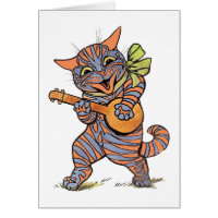 Vintage Louis Wain Jazzy Musical Cat Card