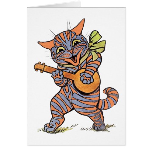 Vintage Louis Wain Jazzy Musical Cat Card