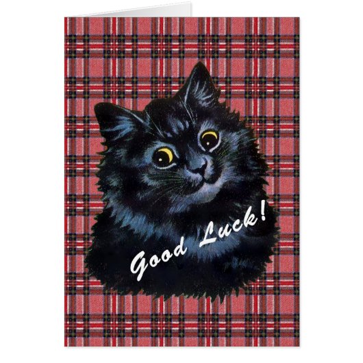 Vintage Louis Wain Lucky Black Cat Card (Front)