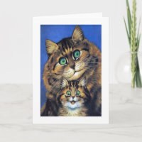 Vintage Louis Wain Mother Cat with Kitten Card