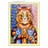 Vintage Louis Wain New Mother Cat Card
