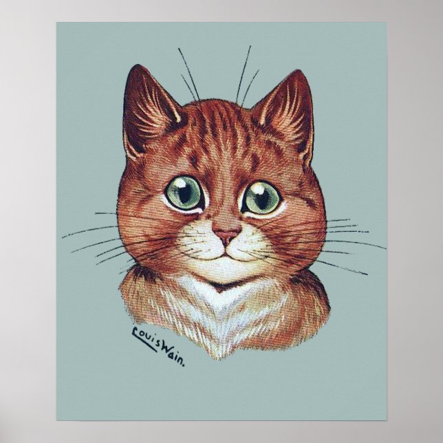 Vintage Louis Wain Orange Tabby Cat Poster (Front)