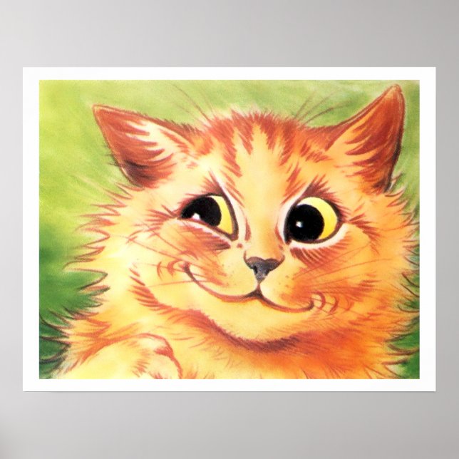 Vintage Louis Wain Smiling Ginger Cat Poster Print (Front)