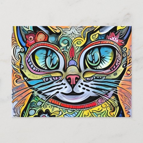 Vintage Louis Wain Style Cat Postcard