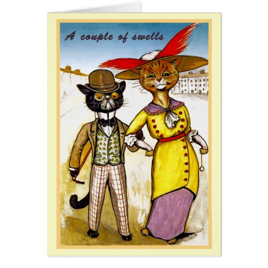 Vintage Louis Wain Swell Cat Couple Card (Front)