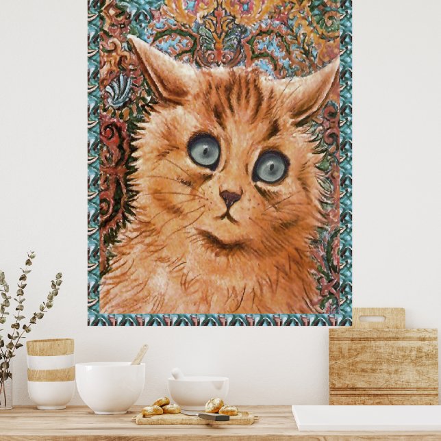Vintage Louis Wain Wallpaper Cat Art Poster | Zazzle