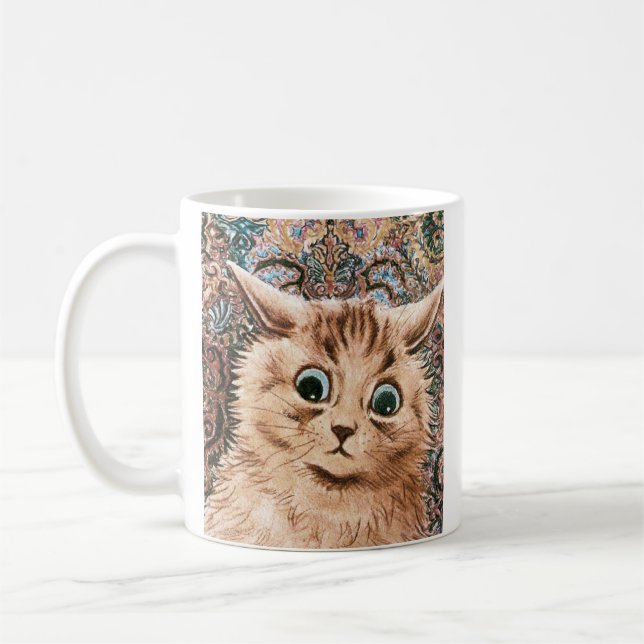 Vintage Louis Wain Wallpaper Cat Coffee Mug (Left)