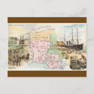 Vintage Louisiana Map Postcard