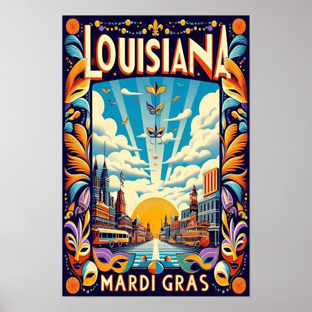 Vintage Louisiana Mardi Gras Parade Poster  (Front)