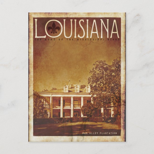 Vintage Louisiana Plantation Home Travel Postcard (Front)