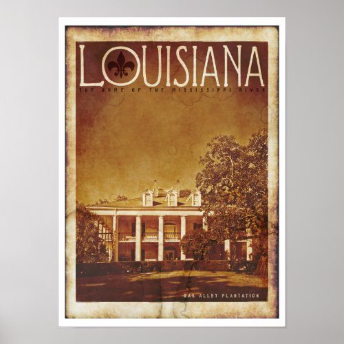 Vintage Louisiana Plantation Travel Poster