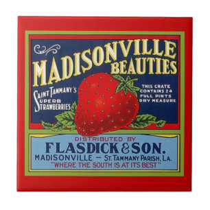 Vintage Louisiana Strawberry Prod Crate Label Tile