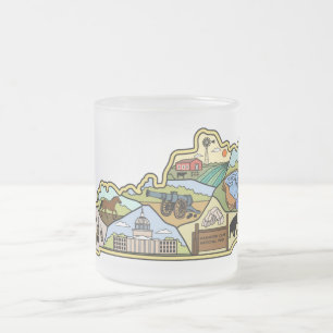 Vintage Louisville Lexington Kentucky Map Frosted Glass Coffee Mug