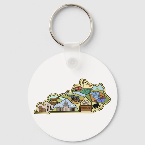 Vintage Louisville Lexington Kentucky Map Keychain