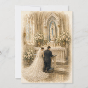 Vintage Lourdes Marian Bridal Devotion Watercolor