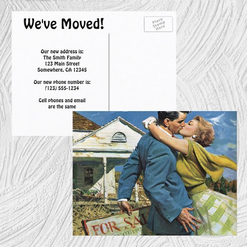 Vintage Love and Romance Change of Address Announcement Postcard