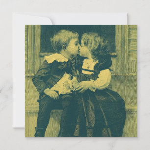 Vintage Love and Romance, Children Kiss Invitation