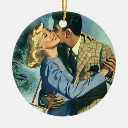 Vintage Love and Romance Christmas Dance Ceramic Ornament