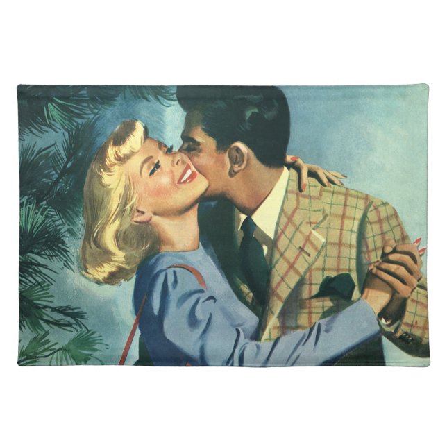 Vintage Love and Romance, Christmas Dance Cloth Placemat (Front)