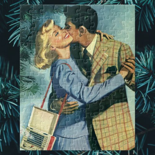 Vintage Love and Romance Christmas Dance Jigsaw Puzzle