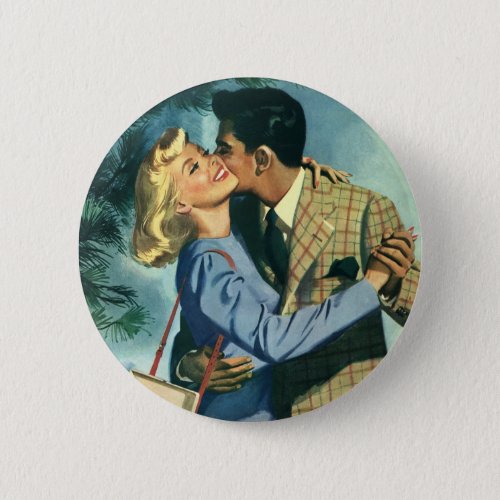 Vintage Love and Romance Christmas Dance Pinback Button