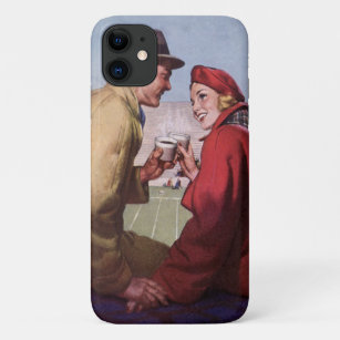 Vintage Love and Romance, Couple at Football Game iPhone 11 Case