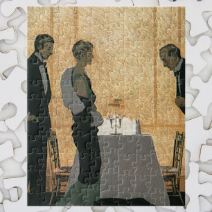 Vintage Love and Romance, Couple Elegant Dinner Jigsaw Puzzle