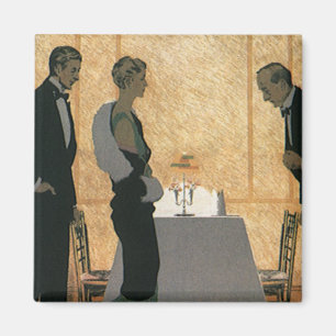 Vintage Love and Romance, Couple Elegant Dinner Magnet