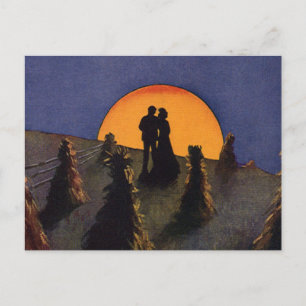 Vintage Love and Romance, Harvest Moon Kiss Postcard