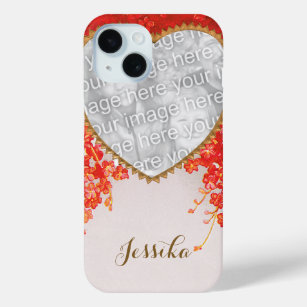 Vintage Love and Romance, Hearts and Flowers iPhone 15 Case